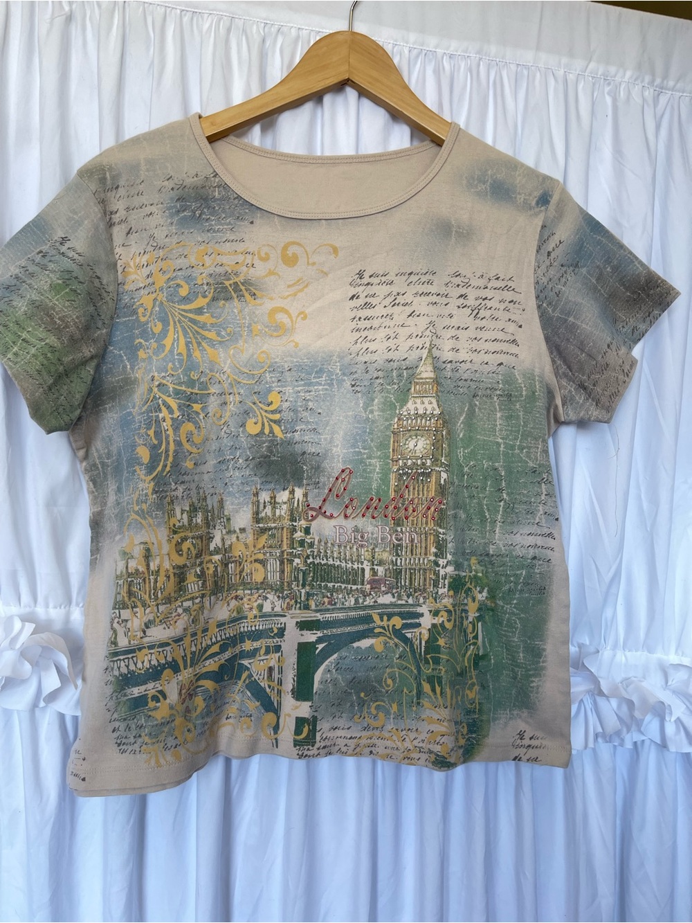 Beige & Green London Graphic Kids Tee